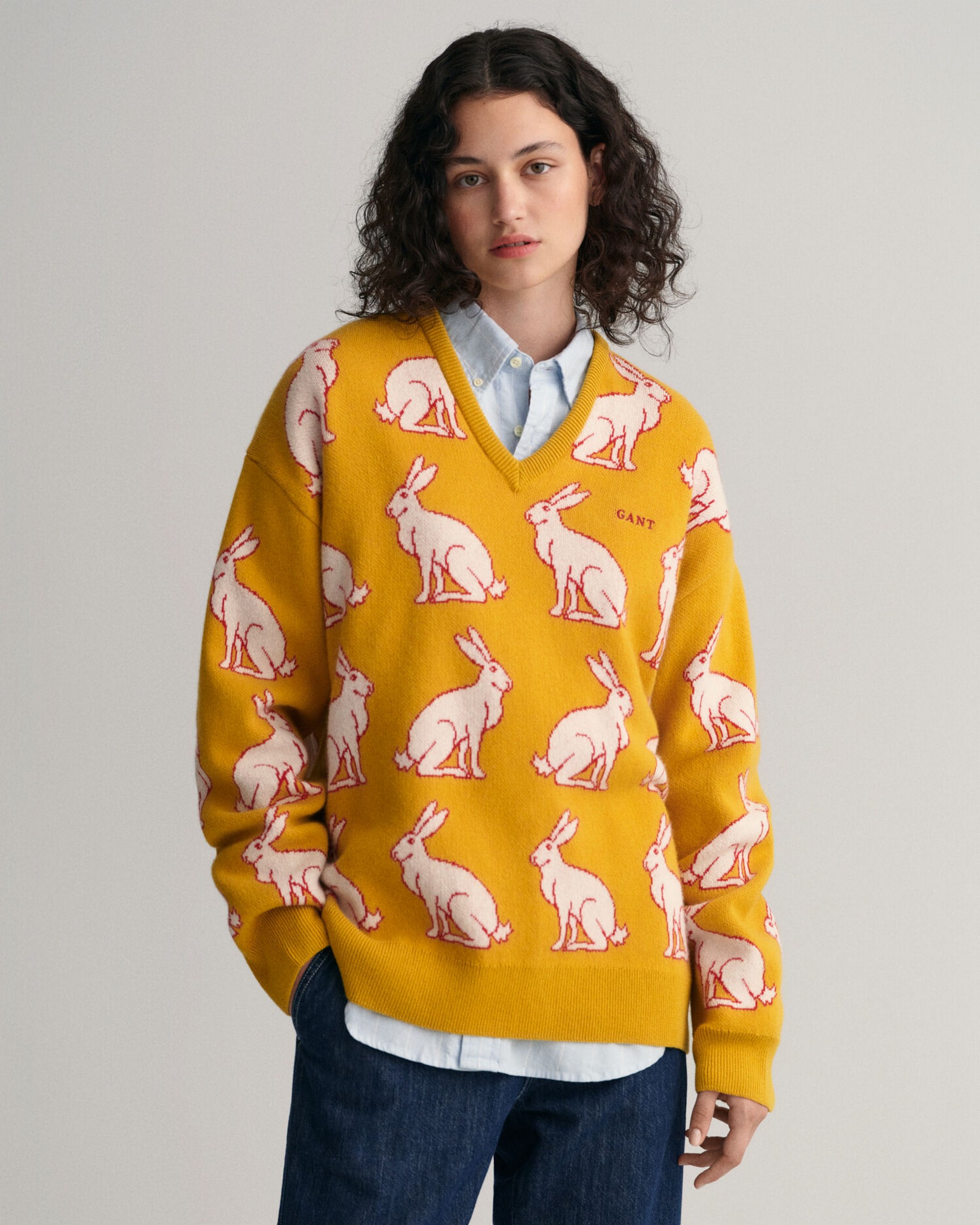 Merino Jacquard V-Neck Sweater - GANT