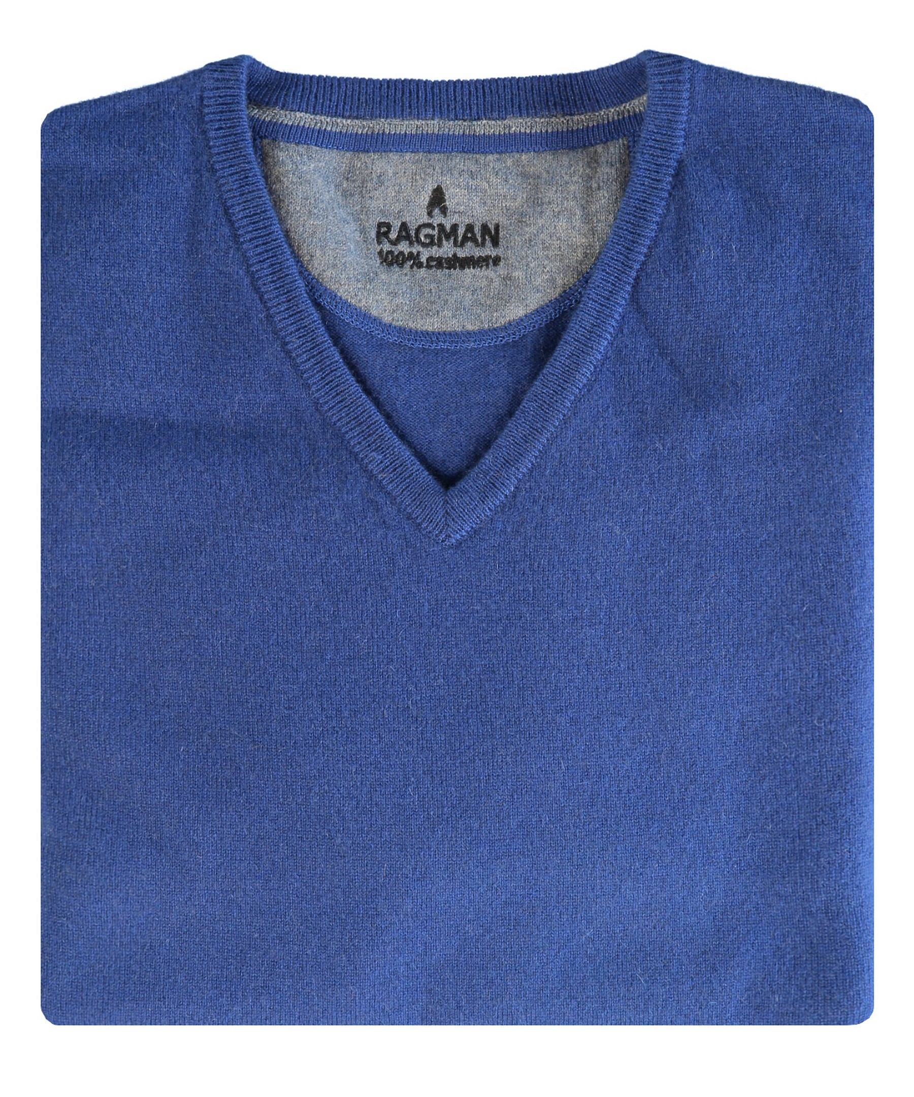 Ragman Cashmere V-Neck Pullover Royal Blue | Jan Rozing Men's Fashion