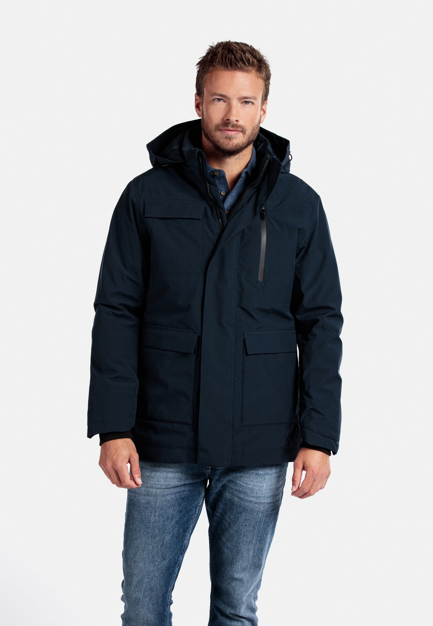 Giordano Jacket Removeable Hood Water and Windproof Fabric Dark Navy | Jan  Rozing Men\'s Fashion